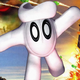 Screenshot of Glover, a living white glove with big eyes, standing in front of an explosion.